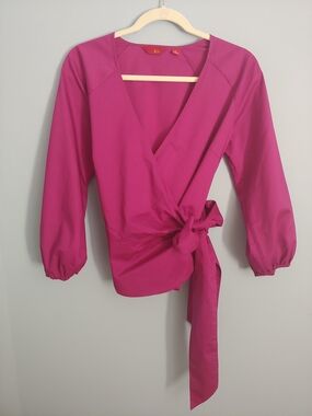 G.I.L.I. Fuchsia Wrap Blouse with Side Tie
